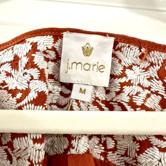 J Marie Orange Embroidered Edge Top Size M - Picture 5 of 5